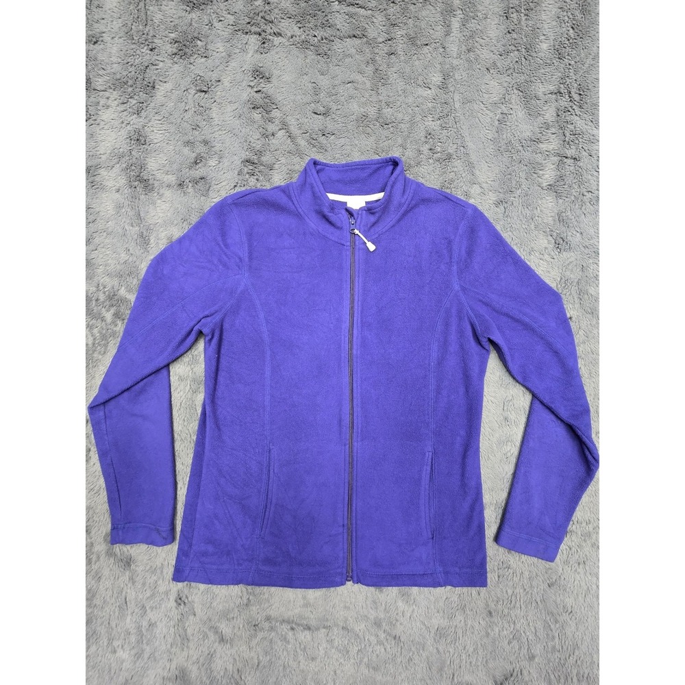 Athletic Works Womens Purple Fleece Full Zip Jacket Mock Neck Size M 8-10